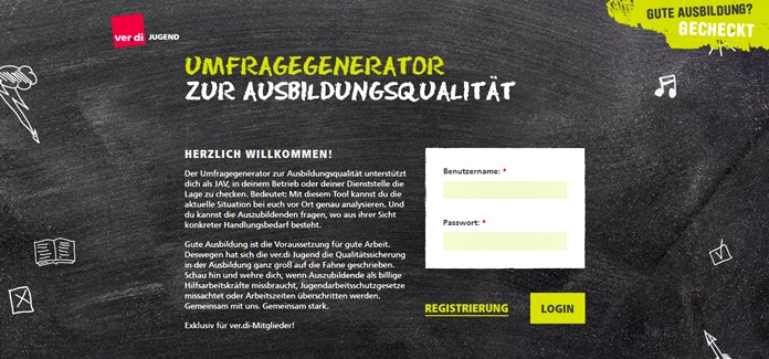Startseite zum Umfragegenerator der ver.di Jugend